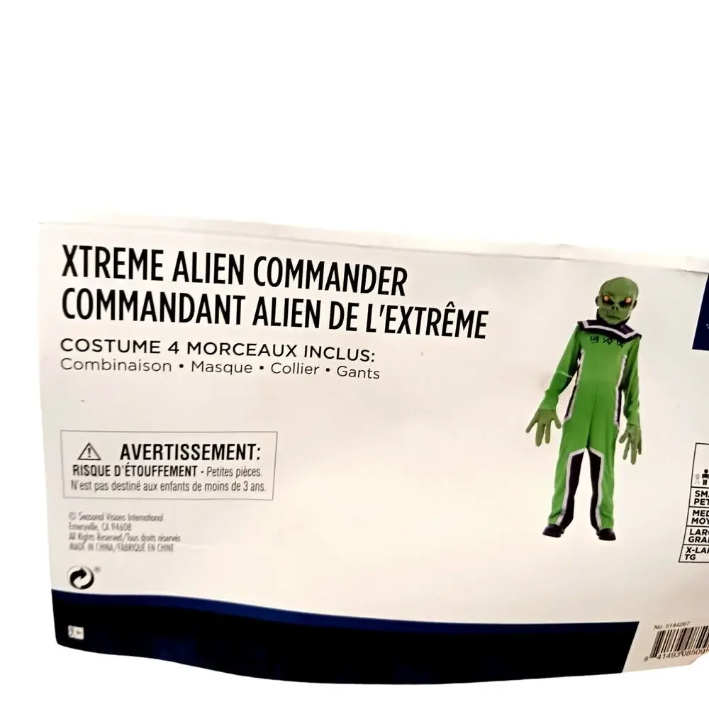 Alien‎ Costume CHILD Sz L 12-14 LIGHTS UP Space Creature w Batteries Halloween